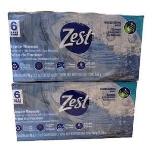 Zest Ocean Breeze Bar Soaps 3.2 oz Each 6-Bar Package Lot of 2 Sea Mineral